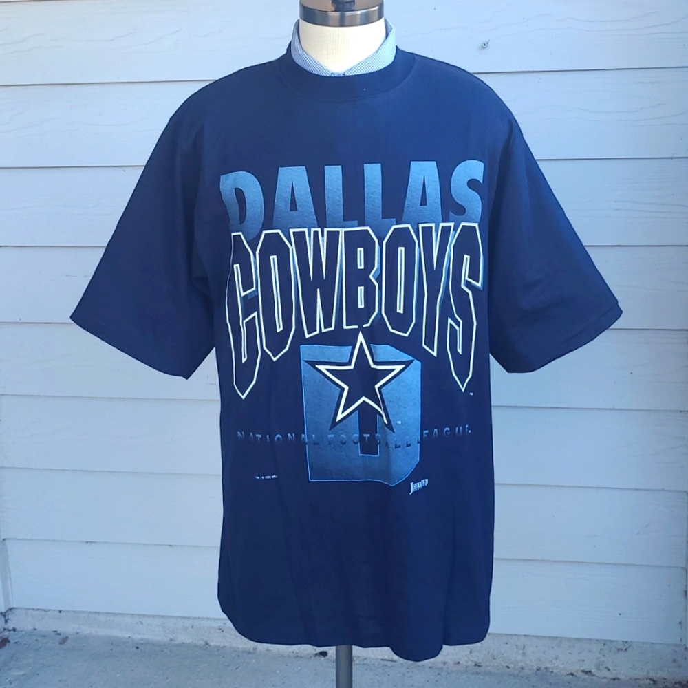 DALLAS COWBOYS NFL Jostens Navy Cotton Single Stitch Shirt Mens XL VTG‎ 90s